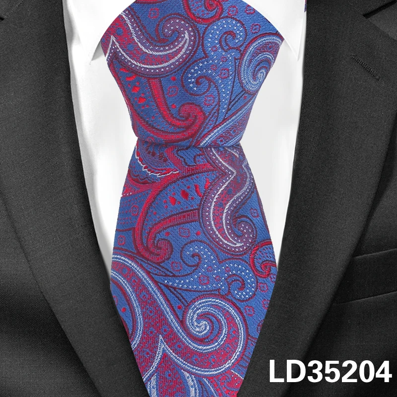 LD35204 Жаккардовый цветочный галстук для мужчин, полиэстеровый клетчатый галстук для шеи, деловые свадебные костюмы, галстуки с пейсли, тонкие мужские галстуки для взрослых - Цвет: LD35204