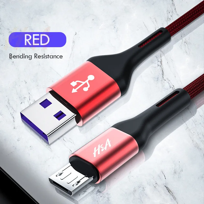 red H& A Micro USB кабель 3.0A Быстрая зарядка Microusb кабель зарядного устройства для samsung J4 J5 J6 J7 Xiaomi Redmi Note 5 4 Android Кабели для телефонов - Цвет: red