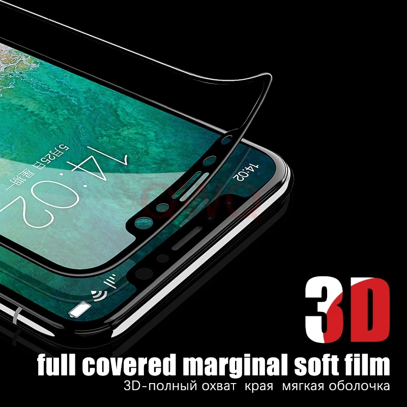 9 H изогнутое закаленное стекло для iphone X 3D прозрачный мягкий край Полное покрытие
