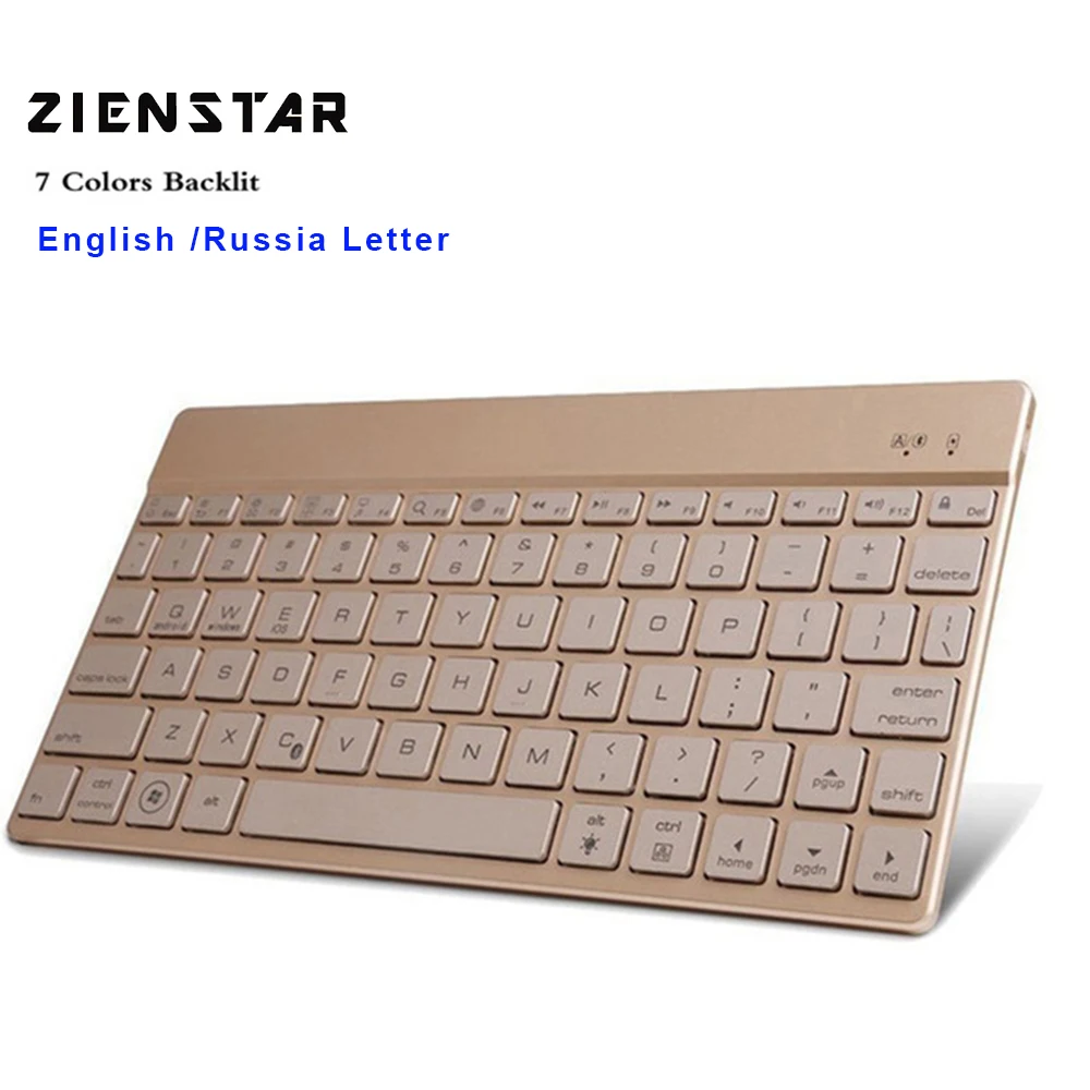 Zienstar Россия/Английский Тонкая Беспроводная Bluetooth клавиатура with7 цвета