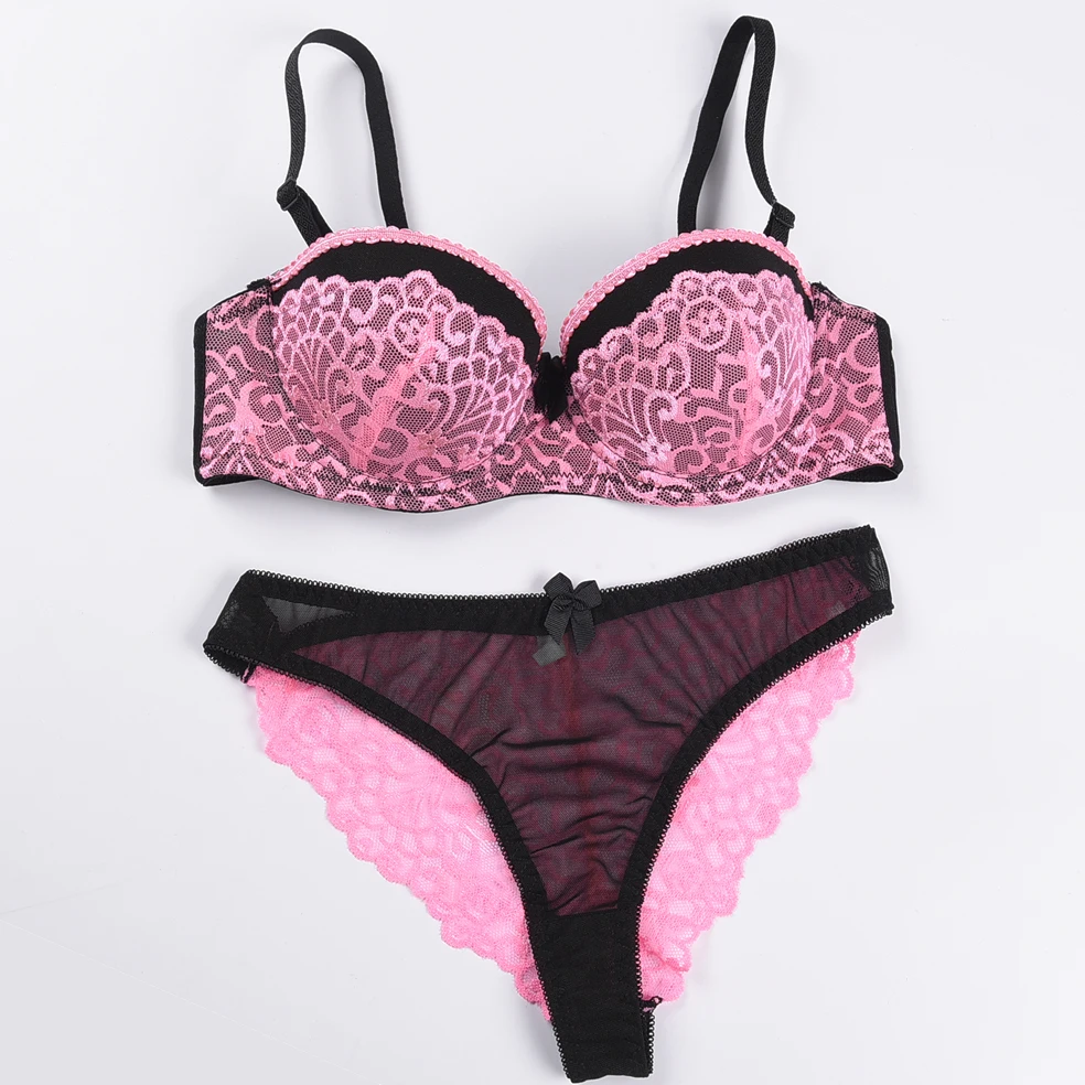 [Retail& Wholesale] VS New Sexy Bra Set Push Up Lace Deep V ABC Cup Women's Underwear Sets Sexy Lingerie Set For Girls