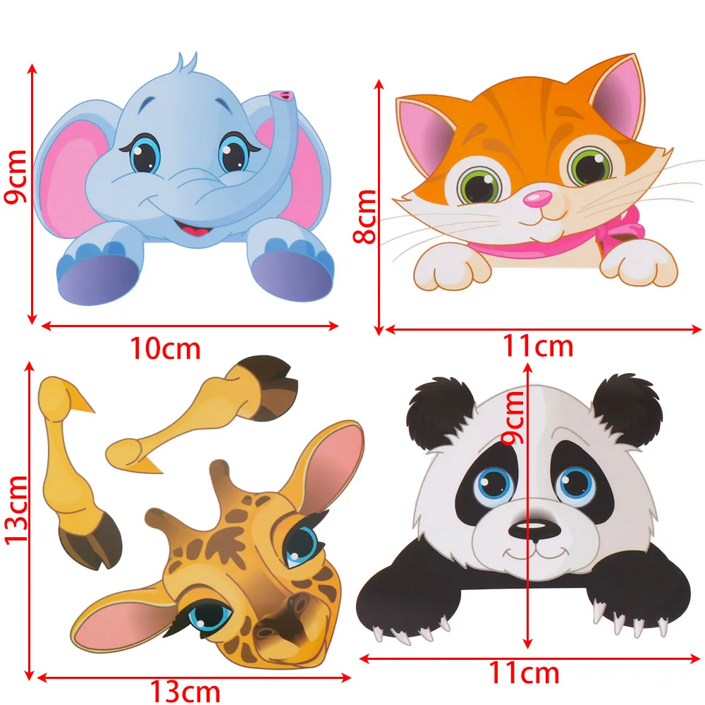 Съемная Наклейка на стену с милыми животными слоном кошкой пандой жирафом