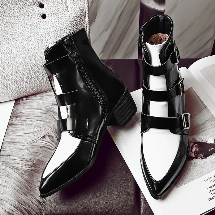 Big Size 9 10 17 boots women shoes ankle for ladies Matching color with pointed toes and thick heels | Обувь