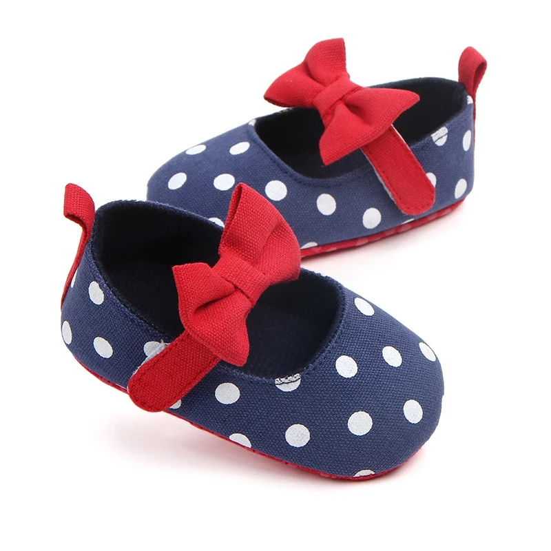 

Princess Dot Baby Girls Shoes Infant Toddler Crib Kids First Walkers Polka Dot Big Bow Soft Soled Anti-Slip Shoe