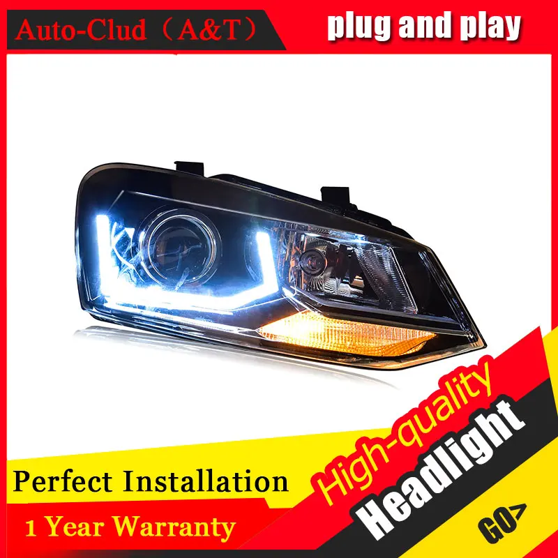 Автомобильный Clud автомобильный Стайлинг для VW POLO фары 2011 2016 polo Светодиодные ДХО
