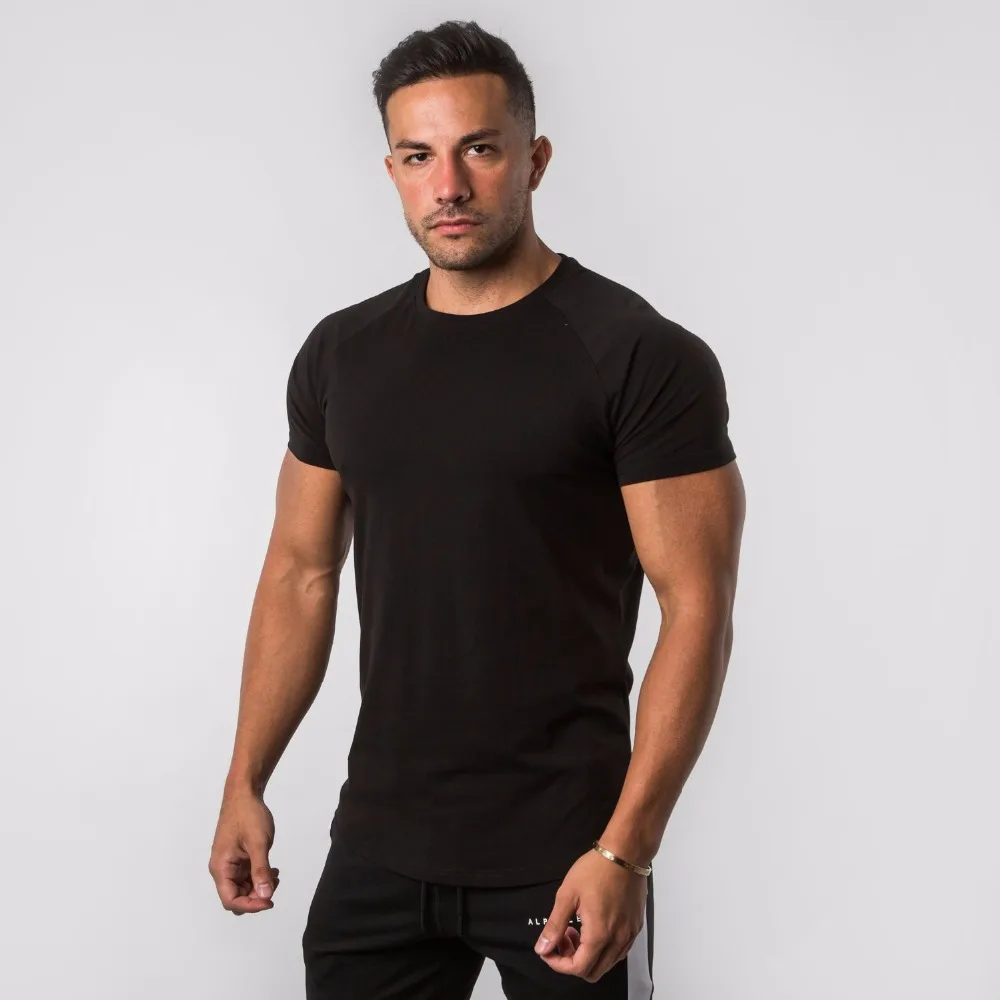 ALPHALETE летняя Новинка для мужчин тренажерные залы футболка фитнес бодибилдинг тонкие футболки Мода для отдыха с коротким рукавом хлопковые футболки топы