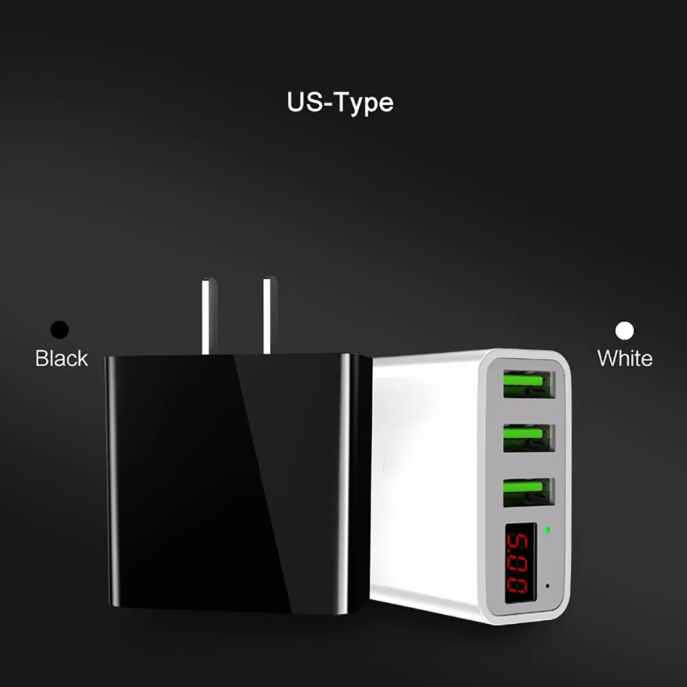 SOONHUA 3 USB порта зарядное устройство адаптер Светодиодный дисплей ЕС/США штекер Макс 3.0A Смарт Быстрая зарядка мобильное зарядное устройство для iPhone iPad