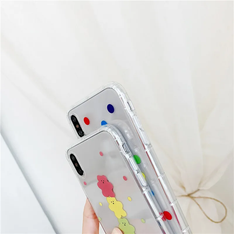 INS Корея милый чехол для телефона из Конфета медведь для iphone Xs MAX XR X 6 6s 7 8 plus супер языки пламени красный прозрачный мягкий ТПУ задняя крышка Fundas