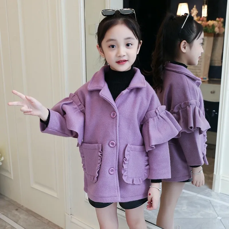 Шерстяное теплое пальто с оборками в стиле пэчворк сезон осень зима куртки для