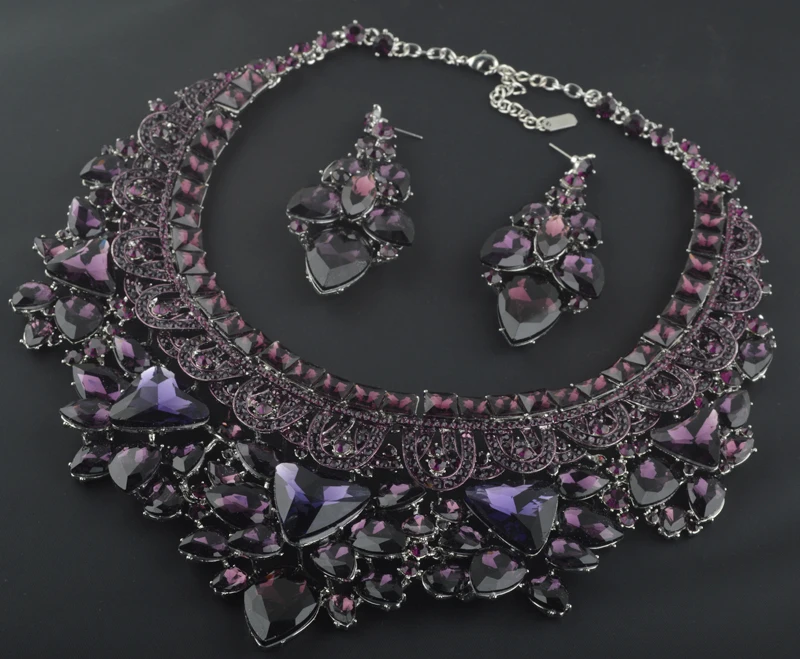 Свадебный комплект украшений великолепный романтический Фиолетовый Стразы для