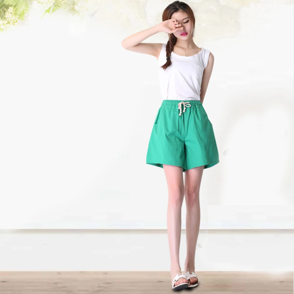 Новый Богемия короткие для женщин летние повседневное Drawstring свободные шорты из