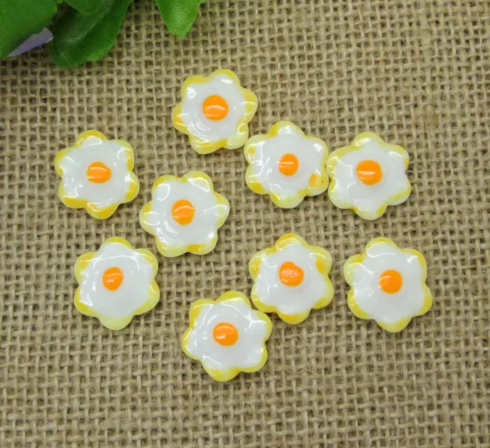 

20Pcs Resin Poached Egg Decoration Crafts Flatback Cabochon Scrapbooking Fit Hair Clips Embellishments Beads Diy