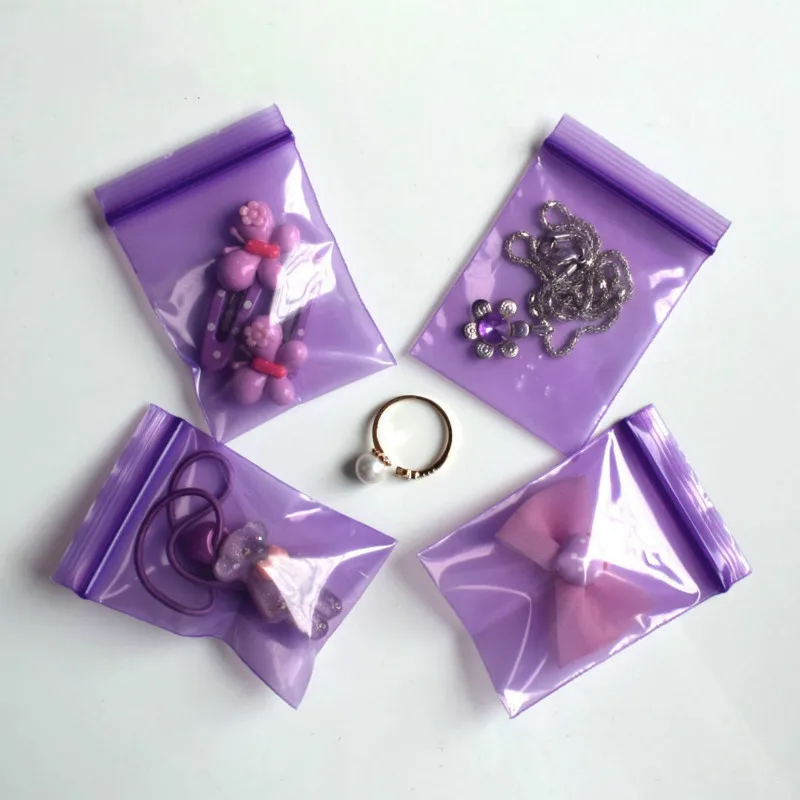 

100pcs Purple Ziplock Bag Thicken Color Seal Pocket Small Capsule Medicine Jewelry Bags
