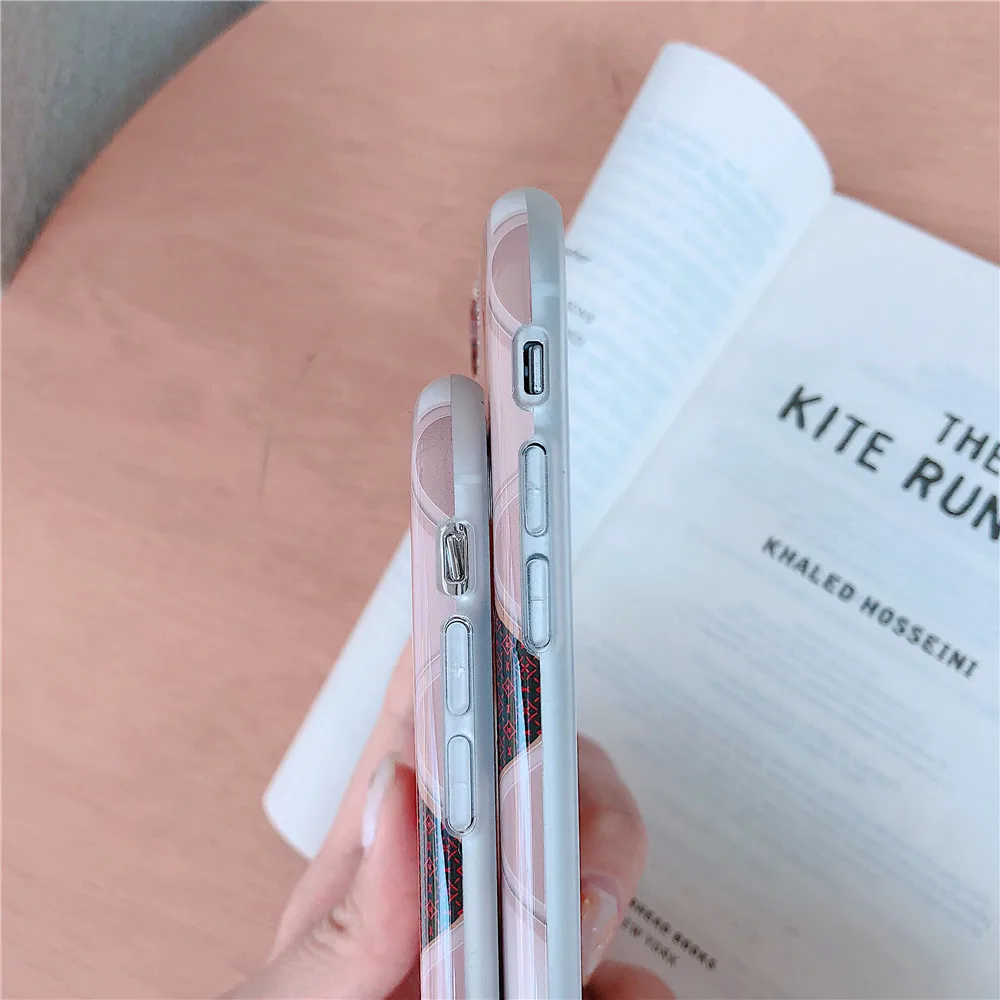 Grid Case for iPhone 6 6s Plus 7/8plus Female IMD Soft TPU Marble X XS XR MAX Back Cover Capa |