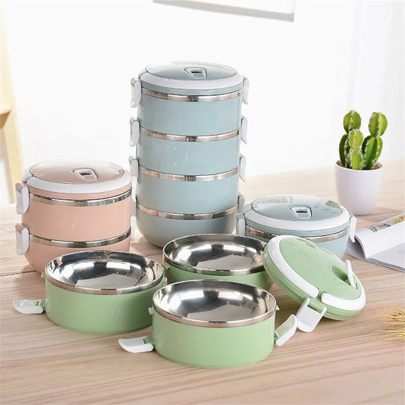 

Thermal Lunch Box Patchwork 304 Stainless Steel Food Bento Box for Kids Portable Ladies Lunchbox Storage Box Kitchen Accessories