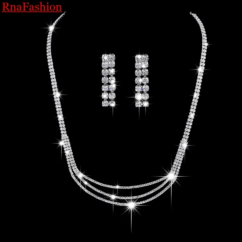 RNAFASHION модные свадебные комплекты ювелирных изделий полностью из страз с