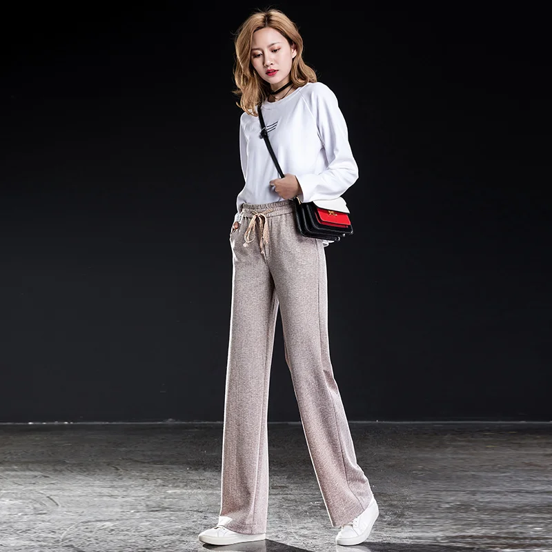 Мягкие удобные брюки camel женские широкие повседневные свободные прямые с