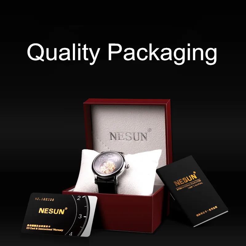 Автоматические часы NESUN модные водонепроницаемые мужские с датой неделей луной