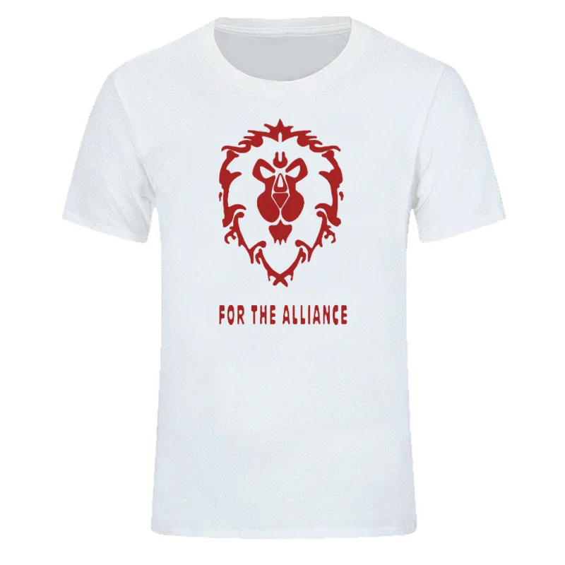 New Summer Fashion Game WOW ALLIANCE&ampHorde T Shirts Mens Graphic Cotton Short Sleeve Round Neck Plus Size casual Tops Tees | Мужская