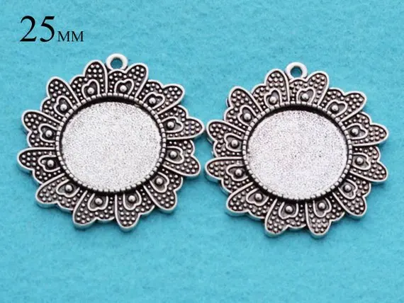25 Pieces 25mm Pendant Tray Blanks Glass Cabochon Setting Fairy Wing Bezeltheof | Украшения и аксессуары