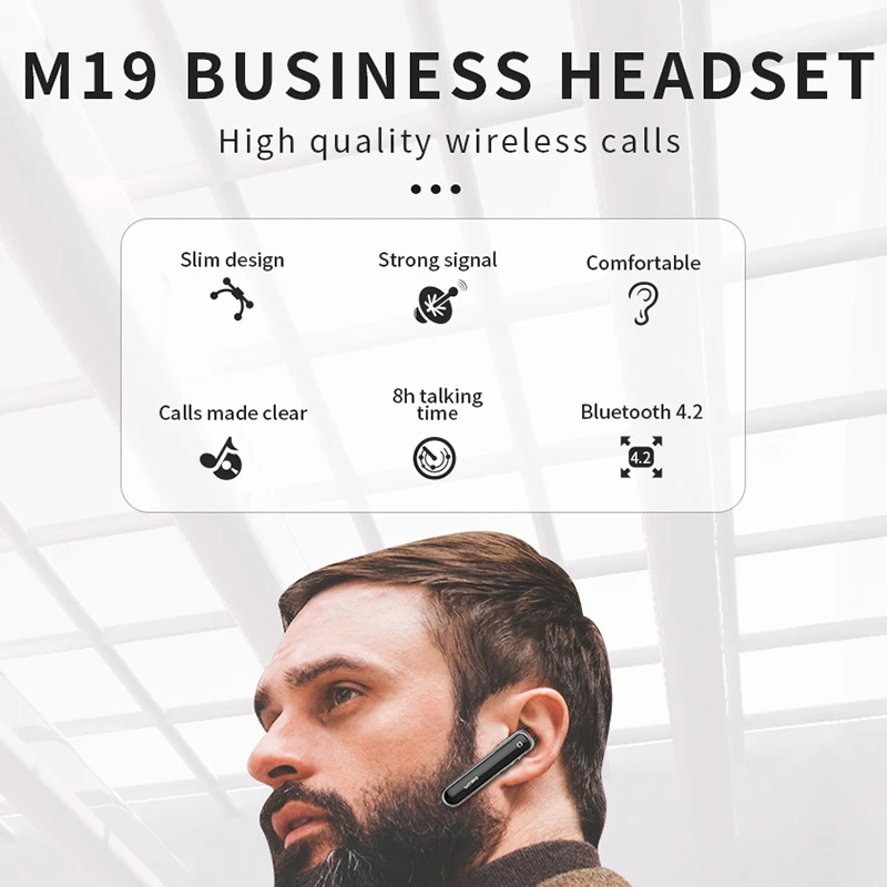 DACOM M19 Mini Business Bluetooth Wireless Earphone Headset Car Earpiece headphone with Hands free Mic for iPhone Huawei Xiaomi |
