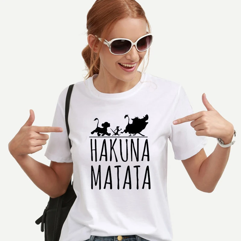Футболка Hakuna Matata lettera della stampa повседневная женская футболка большого размера 2017 |