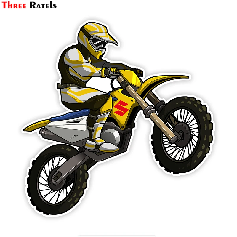 

Three Ratels LCS026# 15x15cm Motorcross Biker Motocyclist Cyclist Colorful Funny Car Stickers Styling Removable Decal