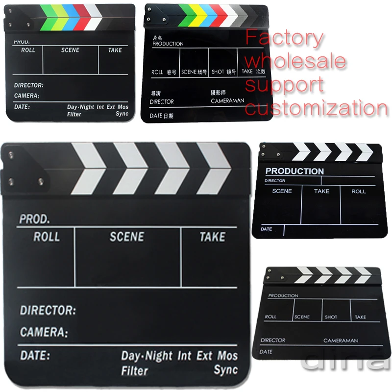 Clapperboard Clapper доска Slate Cut Prop акриловая 29 8*24 8 см Видео Сцена Профессиональный