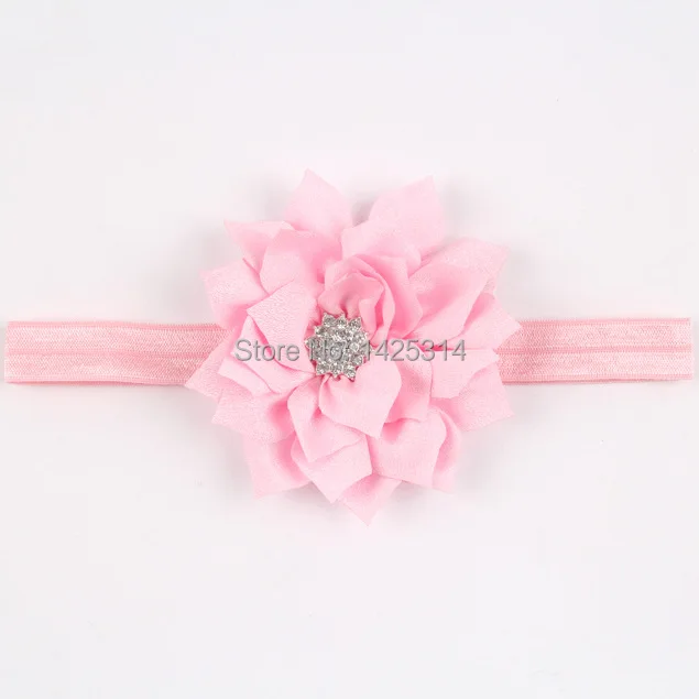 12 шт. Детская повязка на голову с цветком двойной листьями лотоса Стразы детский