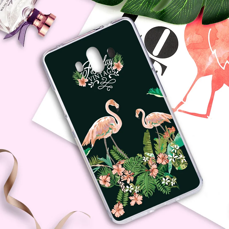 Чехол для Huawei Коврики 10 цветов Обложка Pro цветочный Рисунок Симпатичные Фламинго