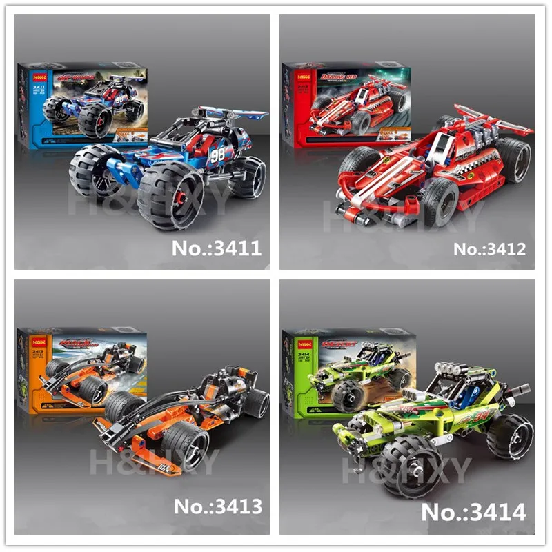 В наличии Decool Warrior off roader Racer Pull Back Technic Car Building Block наборы игрушек 3411 3412 3413 3414 подарки
