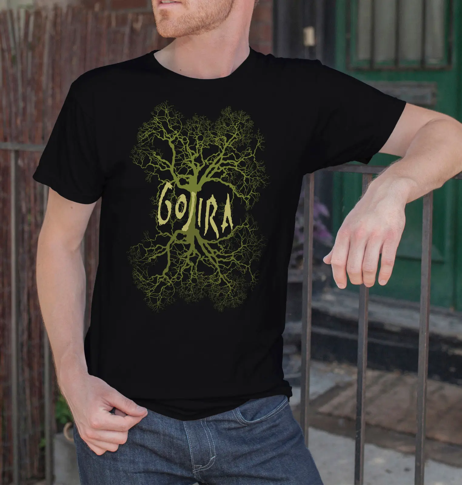 Gojira Мужская черная футболка с металлическим ремешком вентилятор Футболка