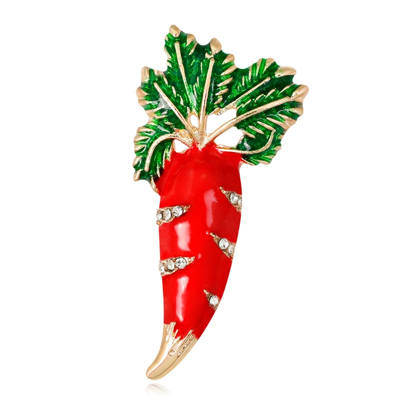 OneckOha эмалированные красные броши &quotморковь&quot Цинкового Сплава Горный Хрусталь