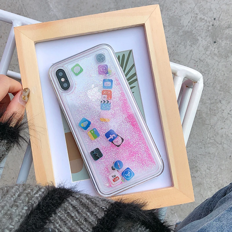 Жидкий жесткий прозрачный чехол из поликарбоната для iPhone 8 6 6S 7 Plus X XS XR 11 Pro MAX с