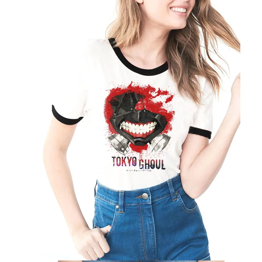 Tokyo Ghoul Футболка женская 2018 Модная японская аниме забавная женские летние топы с