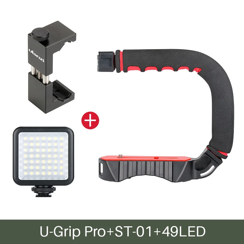 Ulanzi U-Grip Pro тройное крепление башмака видео стабилизатор ручка Видео Ручка камера видео Риг комплект для Nikon Canon iPhone X 8 7 - Цвет: U-Rig w Phone Mount