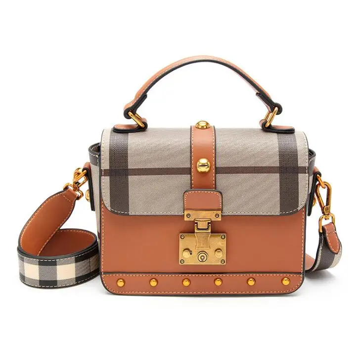 Feedo Plaid Button откидной крышкой высокое качество Dames Роскошные Сумки Для женщин сумка