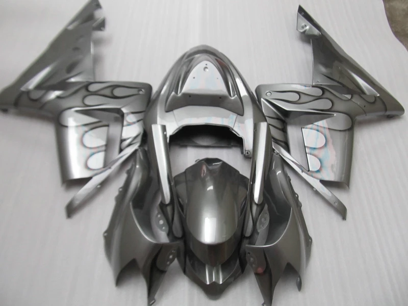 ABS motorcycle parts for Kawasaki ZX10R 2004 2005 NINJA fairing kit ZX-10R 04 05 black flames in silver fairings set YV33 | Автомобили и