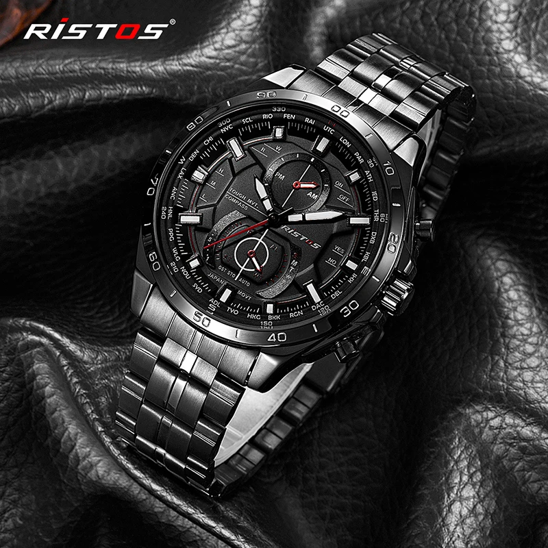 Модные ristos полный Нержавеющая сталь часы Reloj Hombre Экстремальные виды спорта