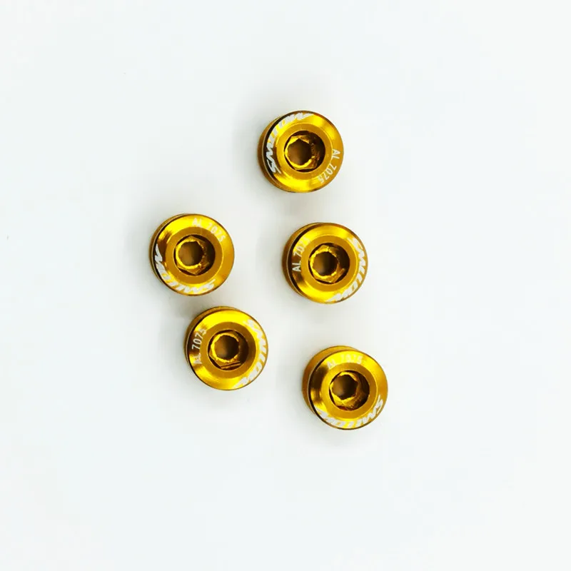 6.5mm 5pcs gold 5 шт., винты для велосипедного колеса MTB, велосипедные болты 7075 из алюминиевого сплава, одинарные/двойные зубные пластины, винты для ногтей, винты для Шатунов - Цвет: 6.5mm 5pcs gold