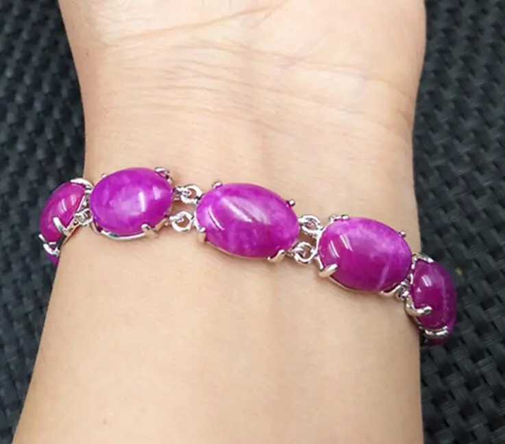 

Noble purple 925 silver inlay hand chain hand on simple jade jewelry gift