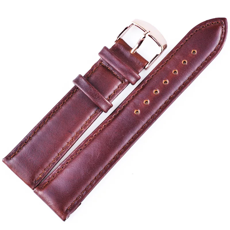 brown rosegold buckl Высококачественный ремешок из натуральной телячьей кожи для часов daniel wellington, ремешок для DW, аксессуары для мужчин и женщин, ремешок для часов - Цвет ремешка: brown rosegold buckl