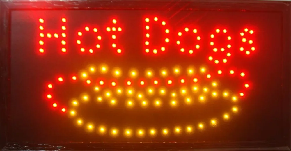 

direct selling custom graphics 10X19 inch indoor Ultra Bright Led hot dog open store Neon lighted Sign