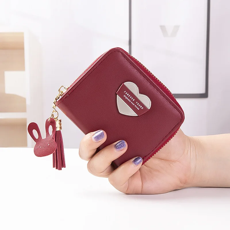 Women Short Wallets Lady Moneybag Girls Wallet Cards ID Holder Woman Tassels Zipper Coin Purse Notecase Purses Mini Heart Bags | Багаж и