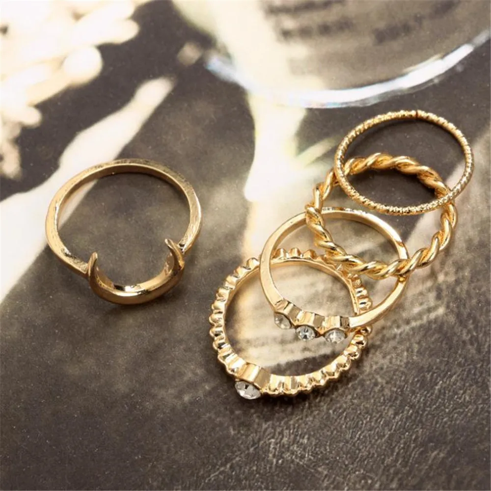 Лидер продаж Простые Модные Луны сплава 5 шт./компл. кольцо из белого золота