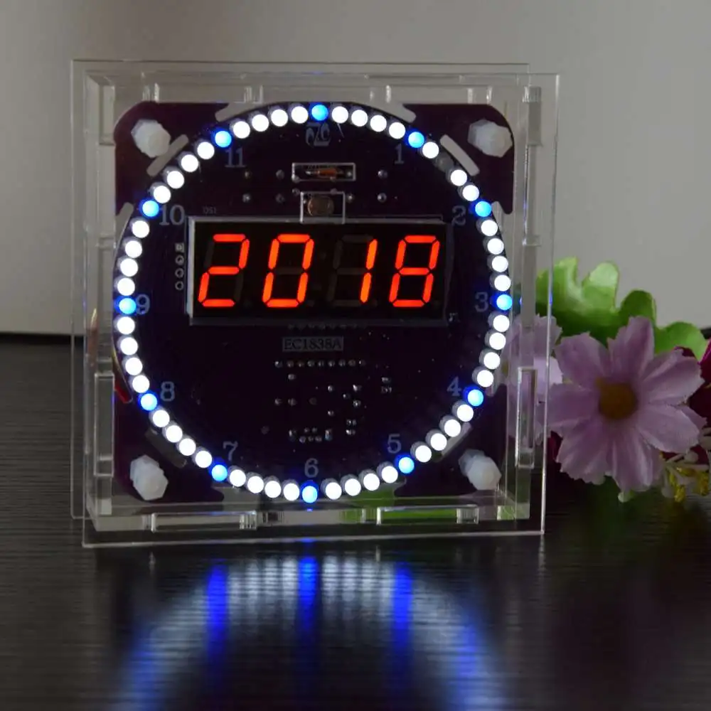 red 1 Четвертое поколение DIY EC1838A DS1302 светильник с управлением вращения светодиодный набор электронных часов вращающиеся электронные таймеры - Цвет: red 1