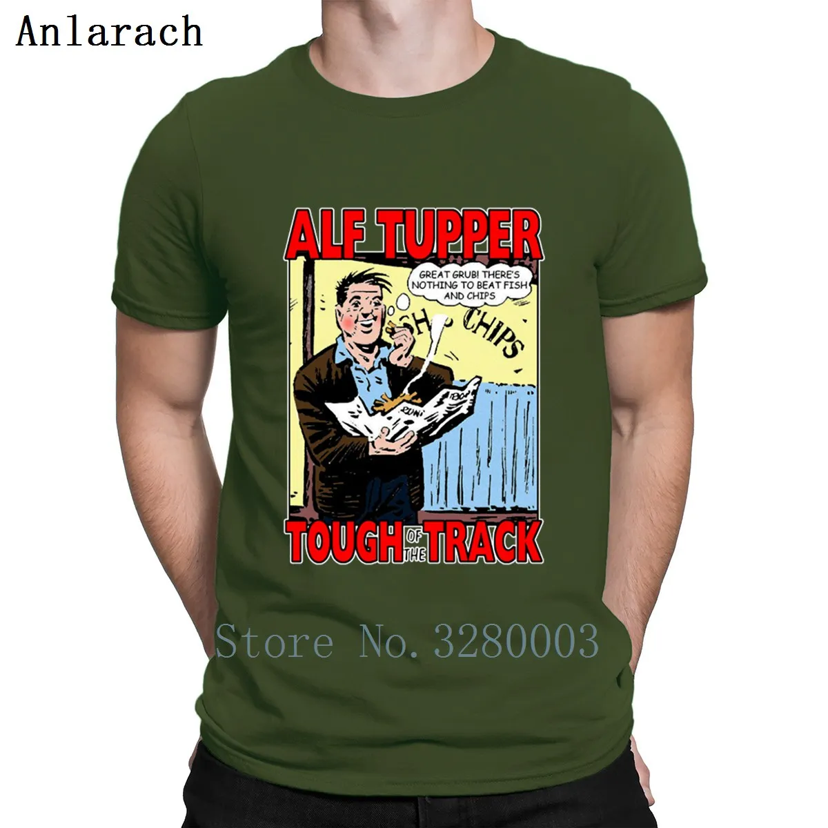 Alf Tupper Tougher Of The Track Comic Fish Chips Футболка против морщин Летний стиль Обычная S-3xl