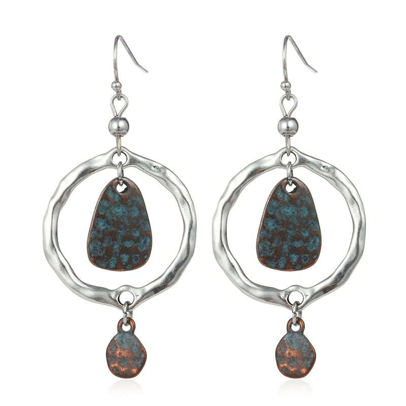 Shineland Ethnic Vintage Geometric Antique Cooper Drop Earring Brincos For Women New 2021 Hot Sale Fashion Statement Jewelry | Украшения и