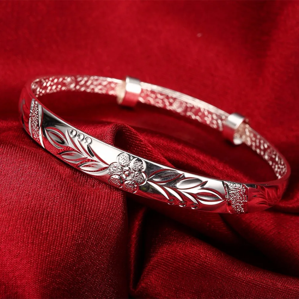 Женский браслет из серебра 925 пробы с цветами|bangle bracelet|fashion bangle braceletbracelet pulseira |