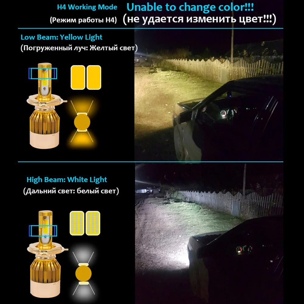 Светодиодная лампа YHKOMS H7 3000K 6000K для автомобильных фар H4 H8 H11 H1 H3 9005 9006 880 H27